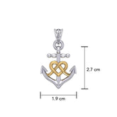 Celtic Heart With Anchor Silver With 14K Gold Accent Pendant MPD6056 - DiveSilver Jewelry